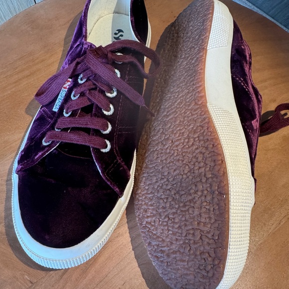 Like New Superga Classic 2750 Velvet Sneakers in Bordeaux/Wine, size 10/41.5 - Picture 7 of 13